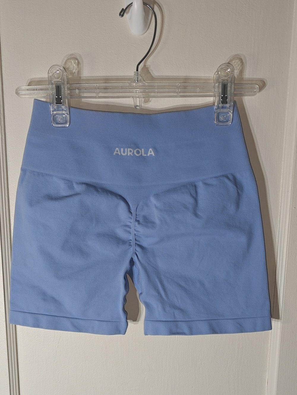 Aurola Intensify Women's Light Blue High-Waist Workout Shorts 4 "